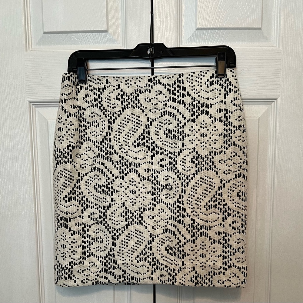 Etcetera Floral Layered Mesh Black & White Skirt, Size 2